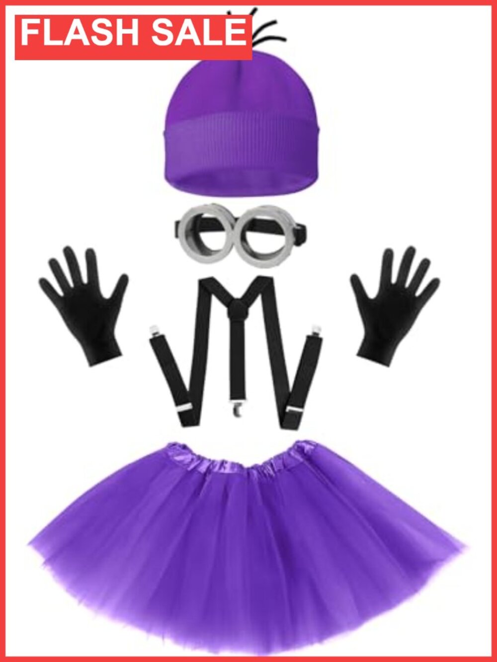 5 Pc Women's Halloween Costume Accessory Set - Tutu, Hat, Goggles, Gloves